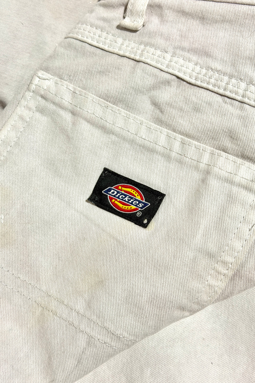 2000’S DICKIES THRASHED &amp; FADED OFF WHITE PAINTER CARPENTER PANTS 30 X 32