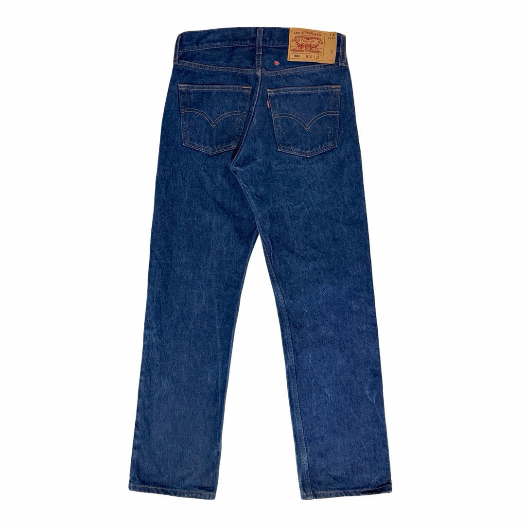 1990’S LEVI’S 501 DARK WASH RAW DENIM STRAIGHT LEG JEANS 30 X 30
