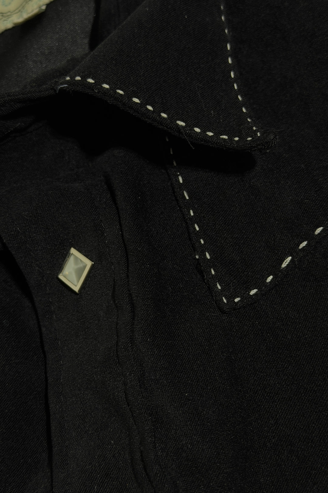 1990’S ROPER WESTERN VELVET CONTRAST EMBROIDERY DIAMOND PEARL SNAP L/S B.D. SHIRT LARGE