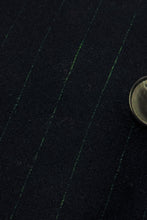 Cargar imagen en el visor de la galería, 1980’S VALENTINO UNION MADE IN USA GREEN PINSTRIPE DOUBLE BREASTED NAVY SUIT JACKET 40R
