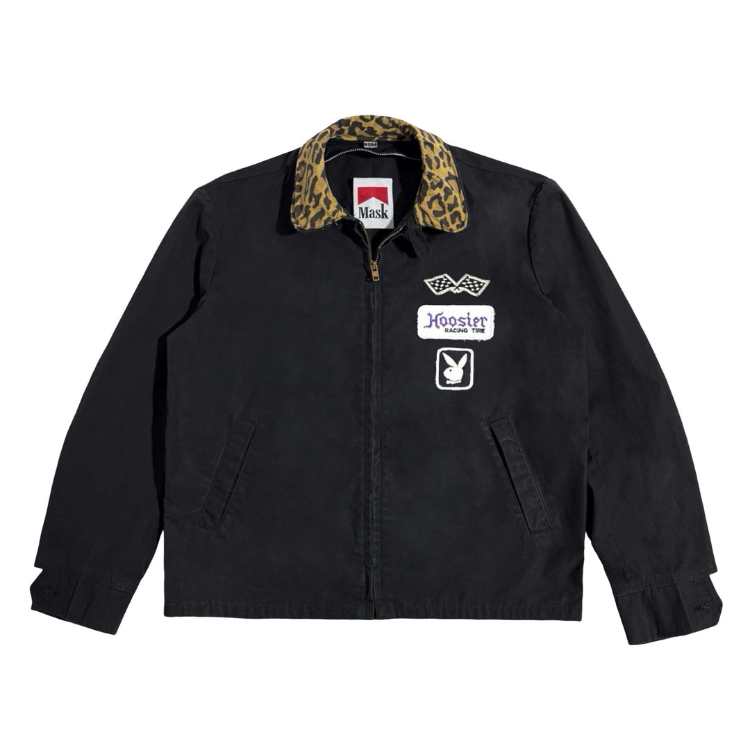 1970’S MASK MADE IN USA PLAYBOY RACING CROPPED LEOPARD PRINT COLLAR JACKET LARGE