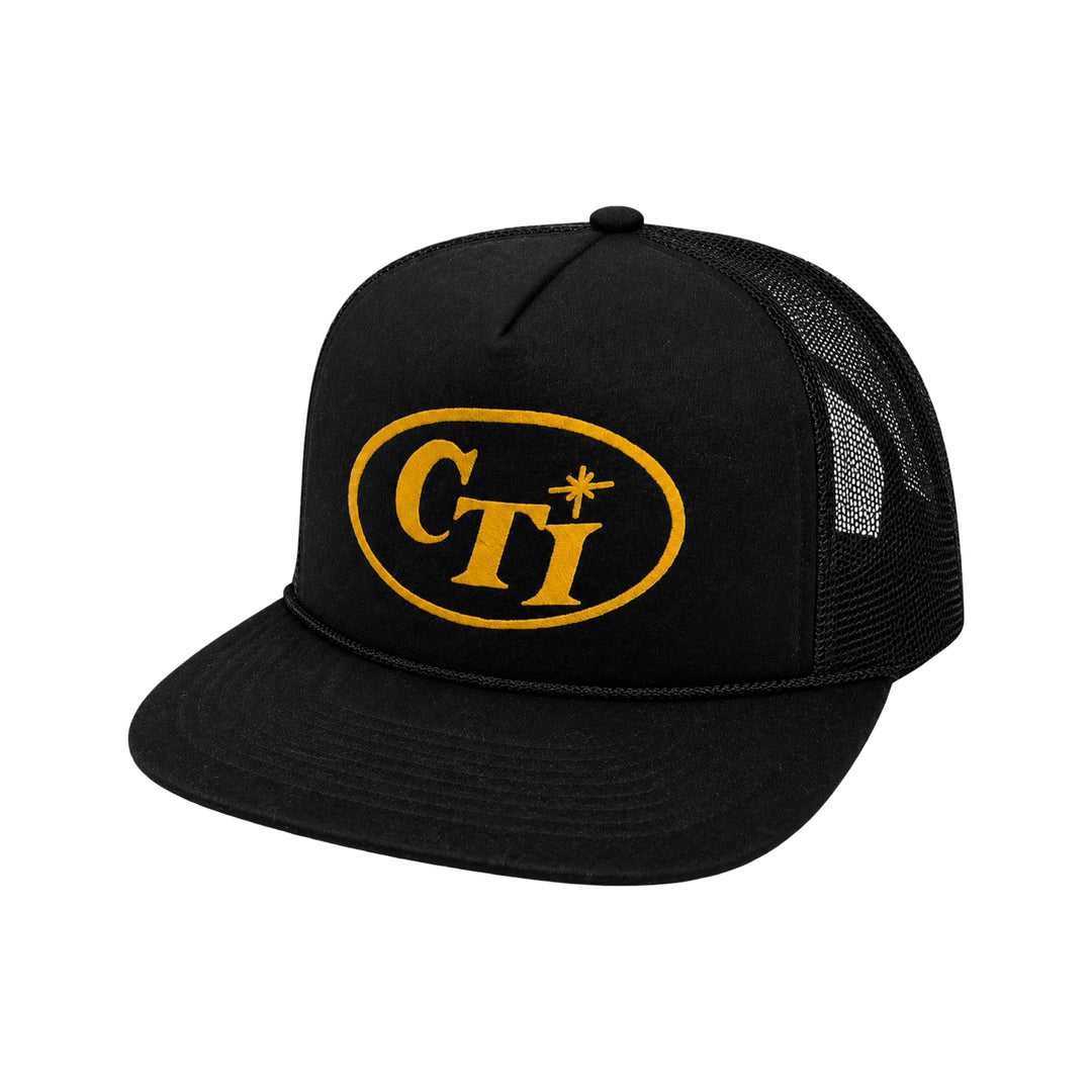 1980’S CTI AV SOLUTIONS BLACK FOAM & MESH TRUCKER HAT