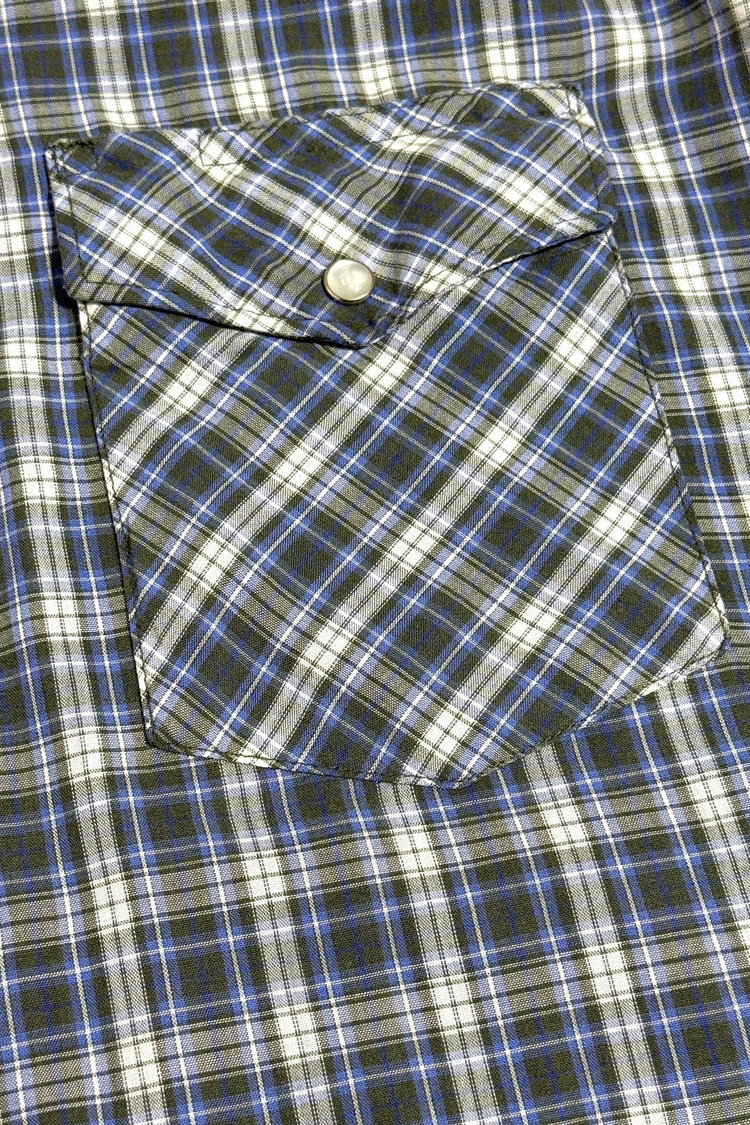 1990’S RUSTLER MADE IN USA PLAID WESTERN PEARL SNAP S/S B.D. SHIRT X-LARGE