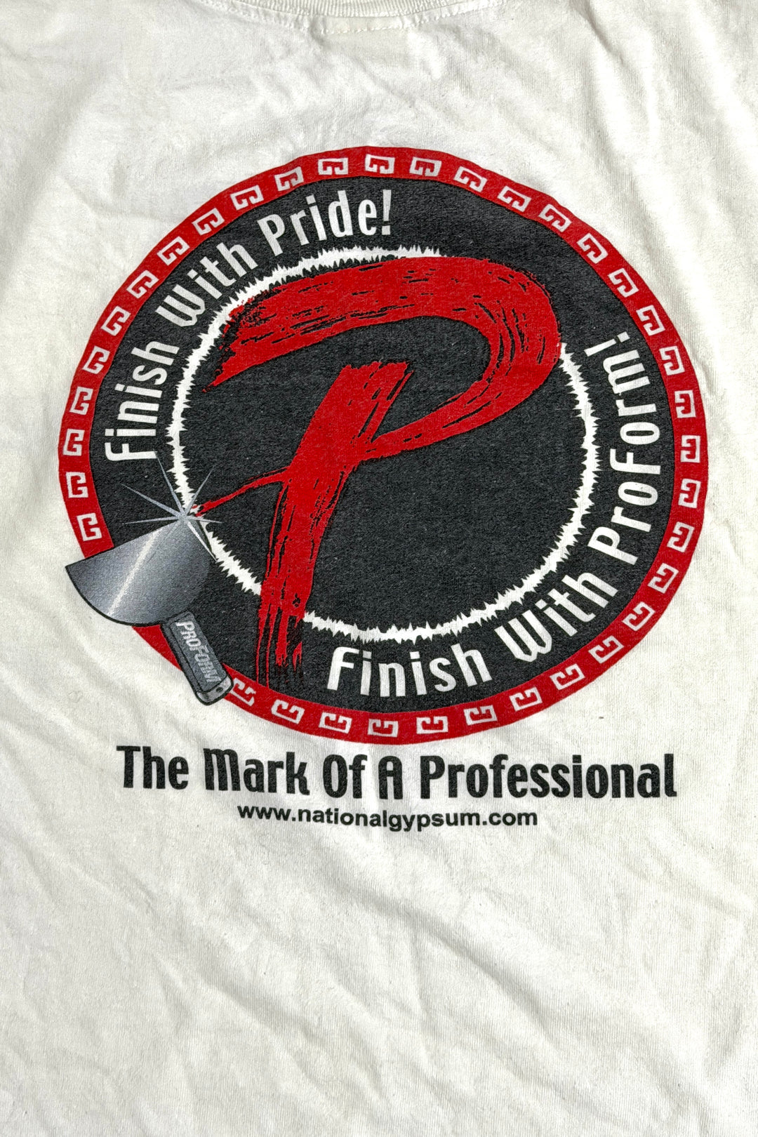 2000’S DRY WALL FINISHING THRASHED WHITE S/S T-SHIRT LARGE
