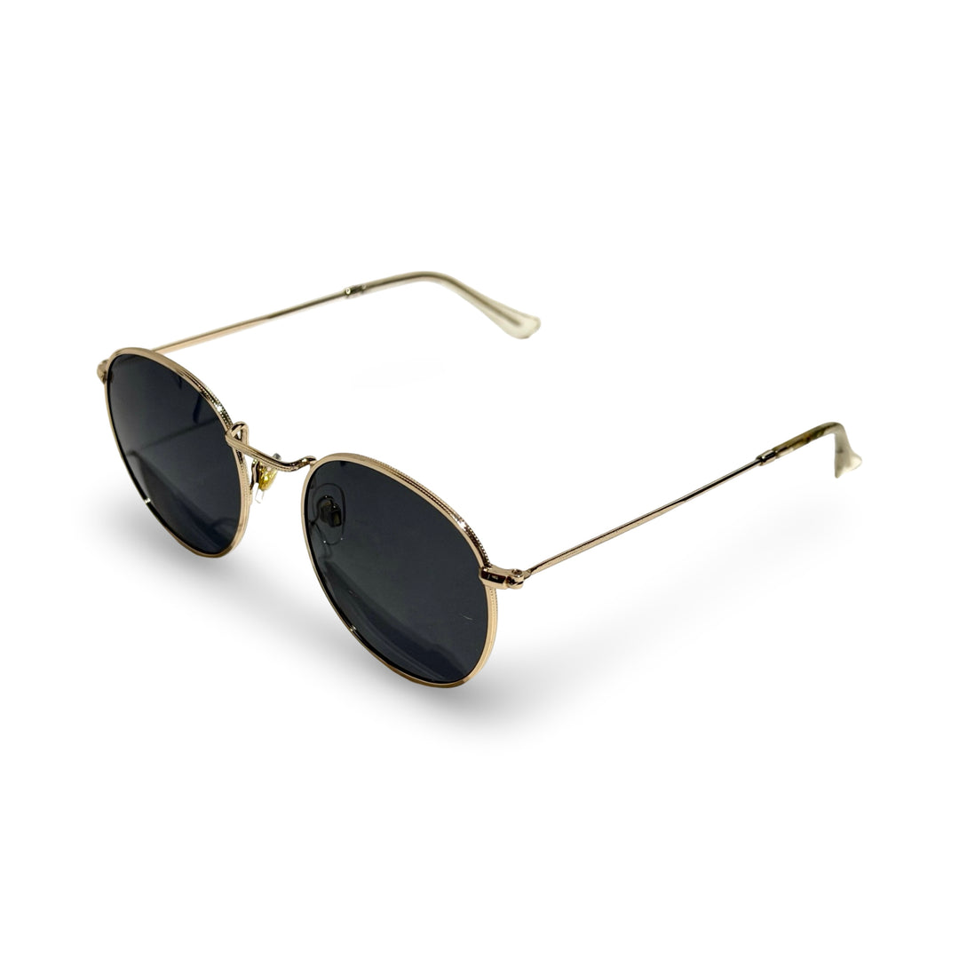 1970’S GOLD FRAME ROUND BLACK LENS SUNGLASSES
