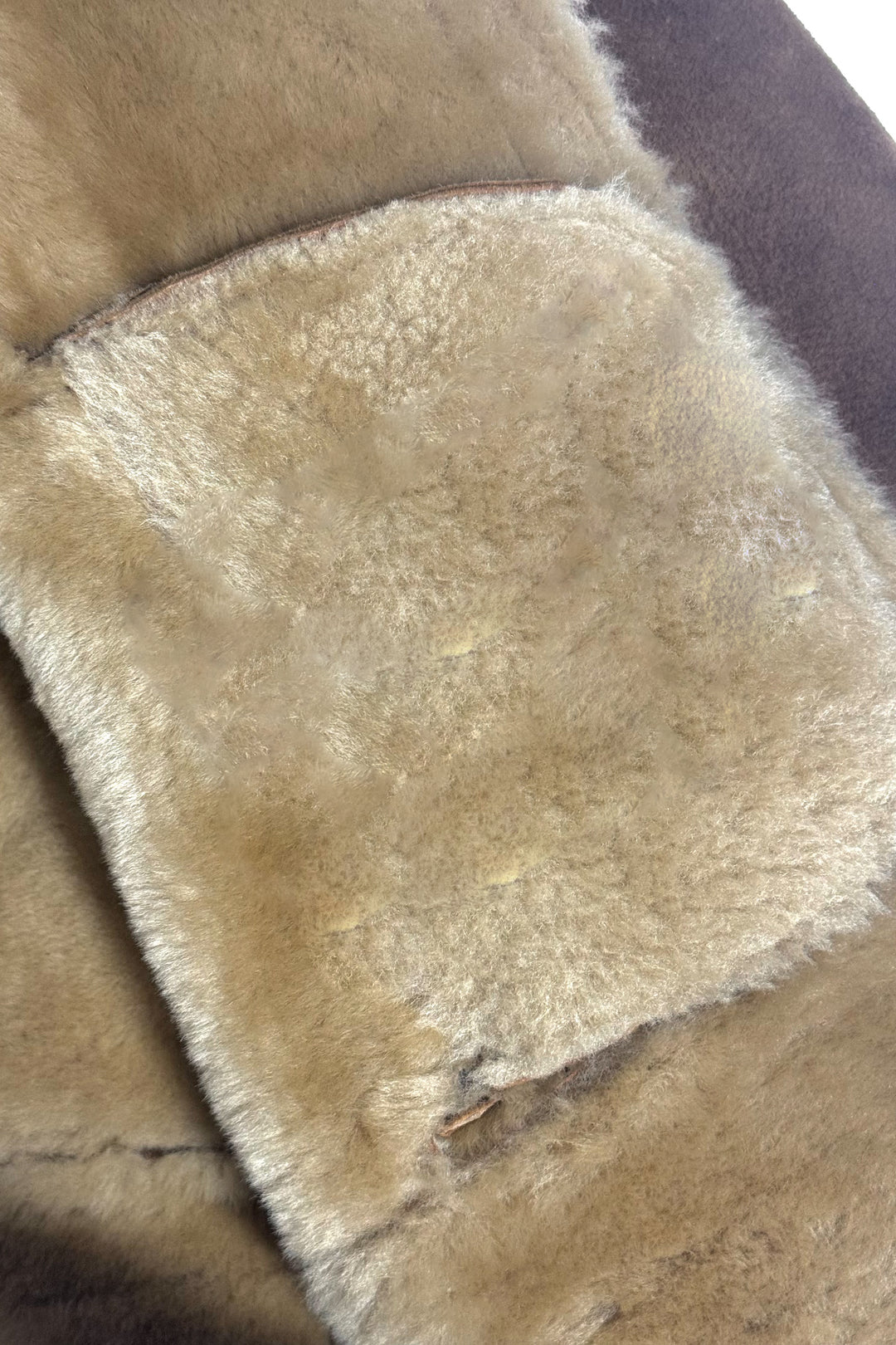1990’S OVERLAND CROPPED COGNAC BROWN SHEEPSKIN SUEDE &amp; SHEARLING JACKET WOMEN’S MEDIUM / MEN’S SMALL