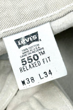 Load image into Gallery viewer, 1990’S LEVI’S MADE IN USA 550 BAGGY FIT OFF WHITE DENIM PANTS 36 X 30
