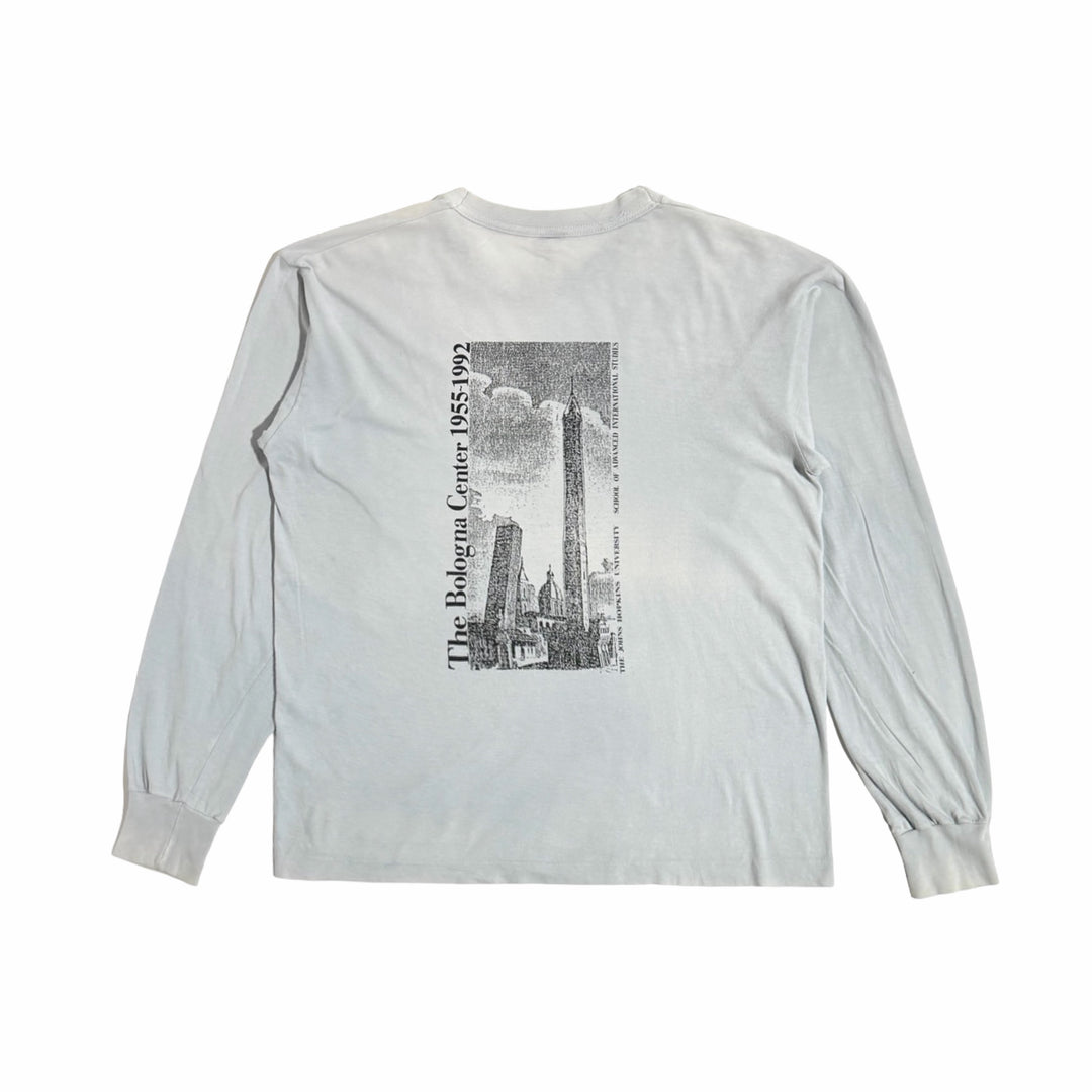 1990’S JOHNS HOPKINS MADE IN ITALY “SCHOOL FOR ADVANCED INTERNATIONAL STUDIES” SINGLE STITCH L/S T-SHIRT X-LARGE