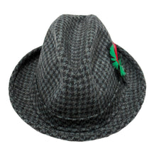 Load image into Gallery viewer, 1960’S STETSON MADE IN USA HOUNDSTOOTH WOOL FELT FEDORA HAT 7 1/8
