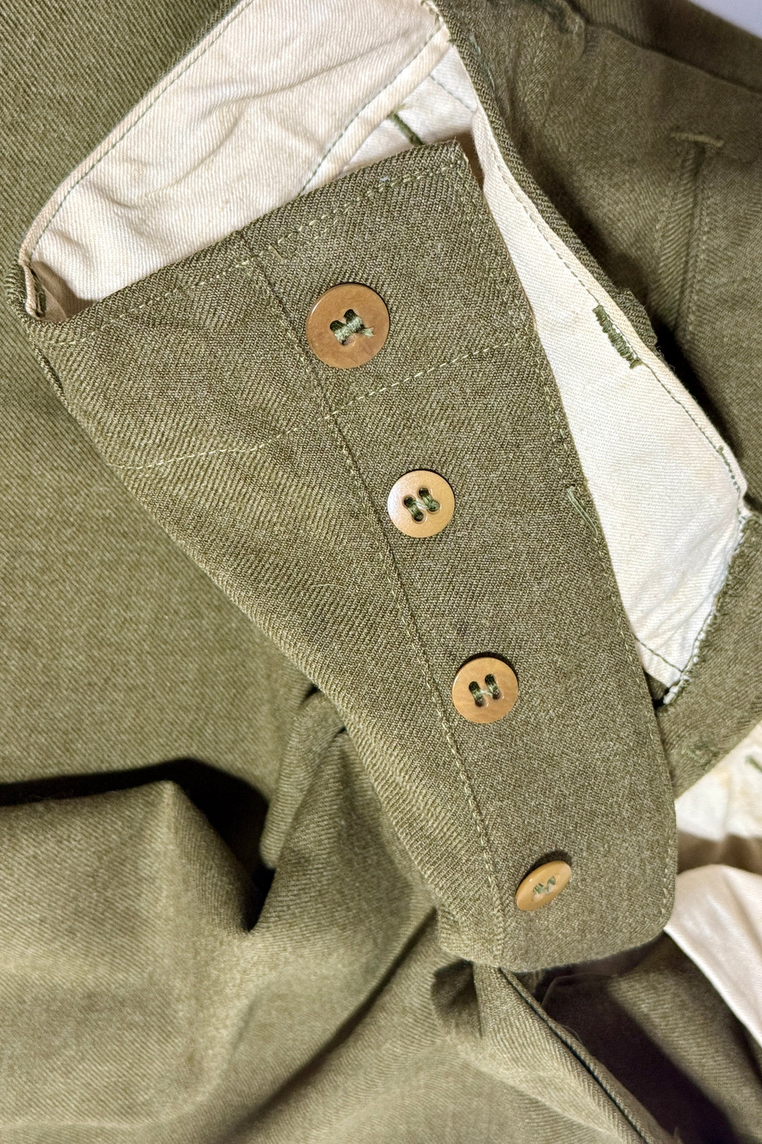 1940’S US ARMY WWII M37 OLIVE WOOL HIGH WAISTED MILITARY TROUSERS PANTS 30 X 30