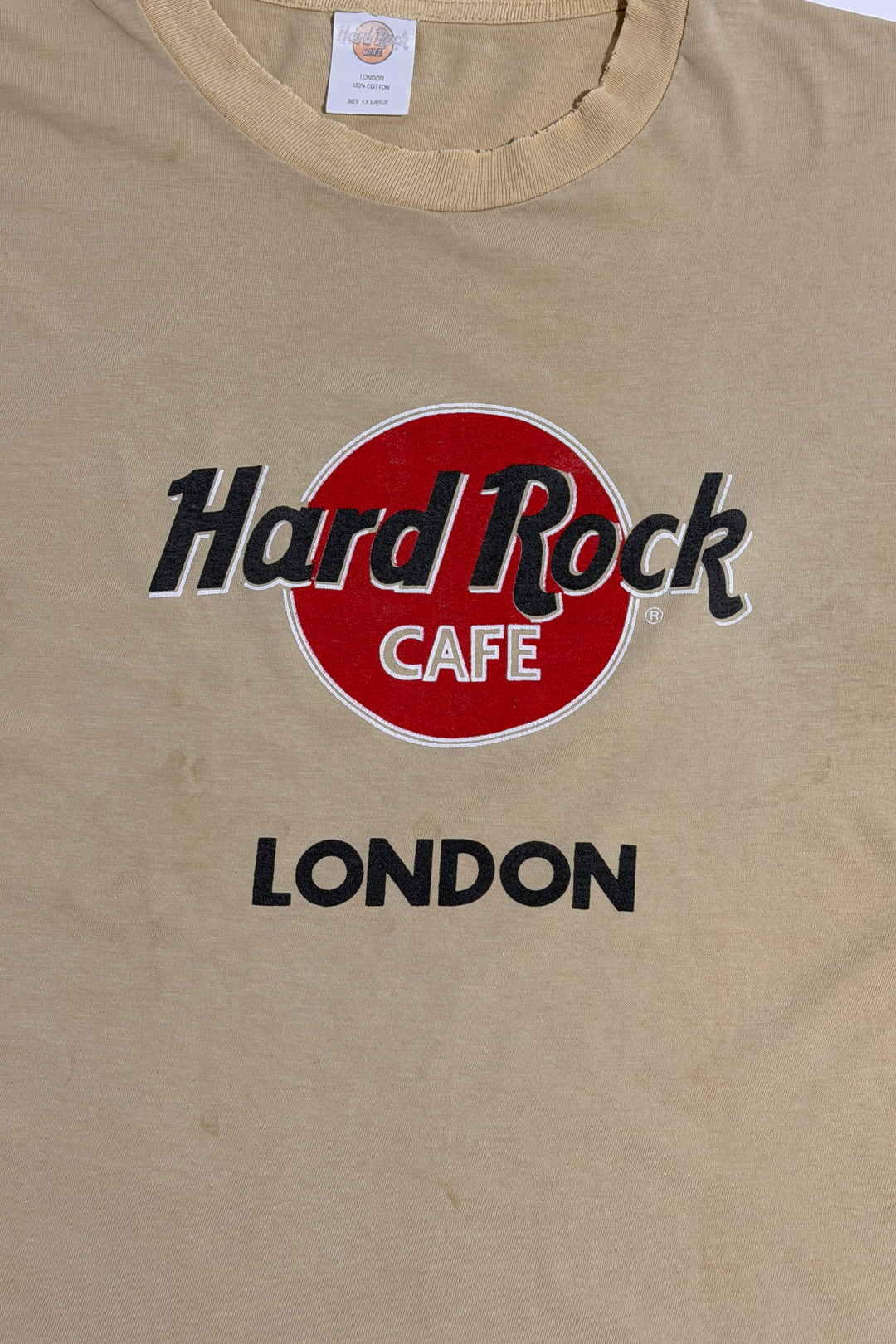 1990’S HARD ROCK LONDON MADE IN ENGLAND THRASHED &amp; FADED S/S T-SHIRT LARGE