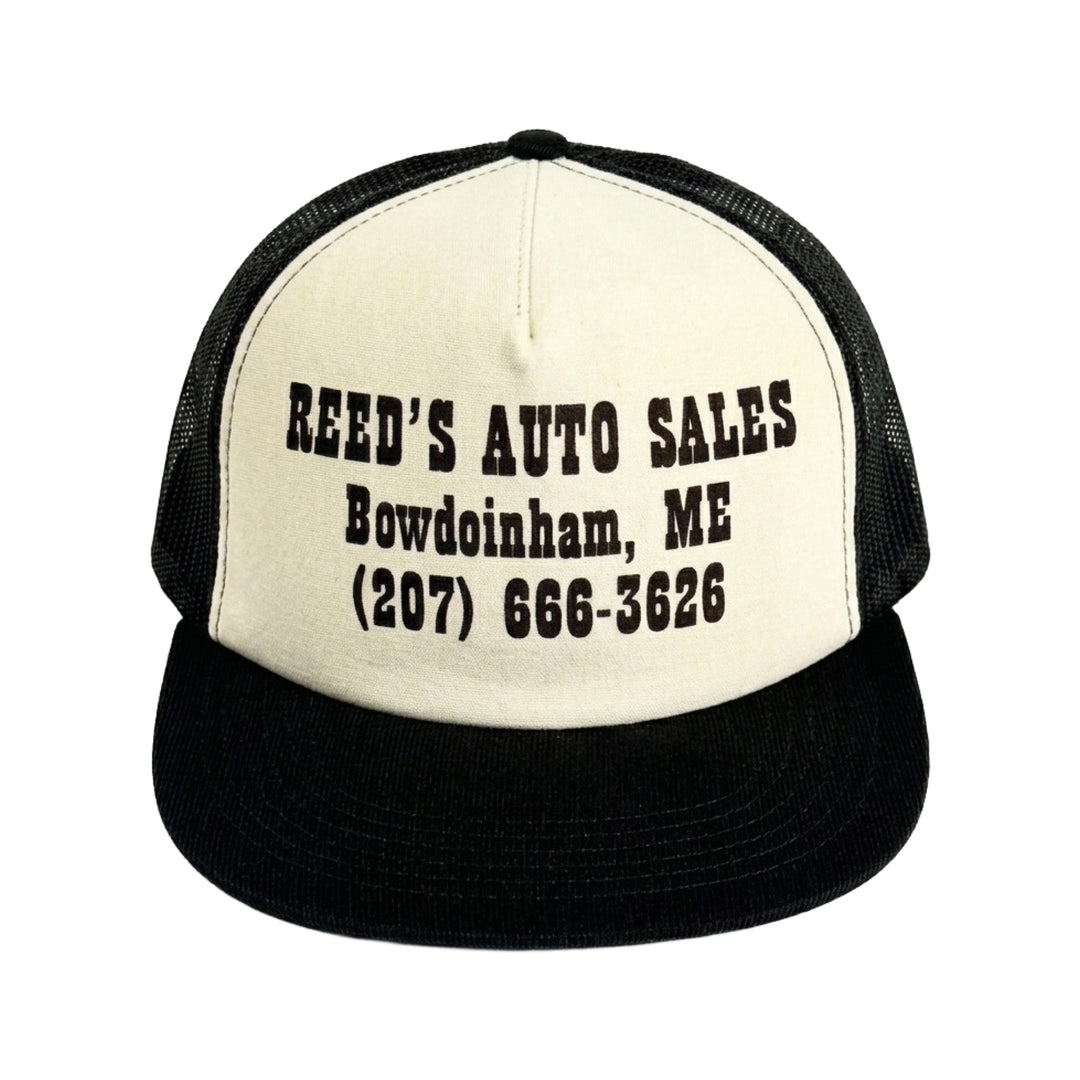 1970’S REED’S AUTO SALE WHITE FOAM & BLACK MESH TRUCKER HAT