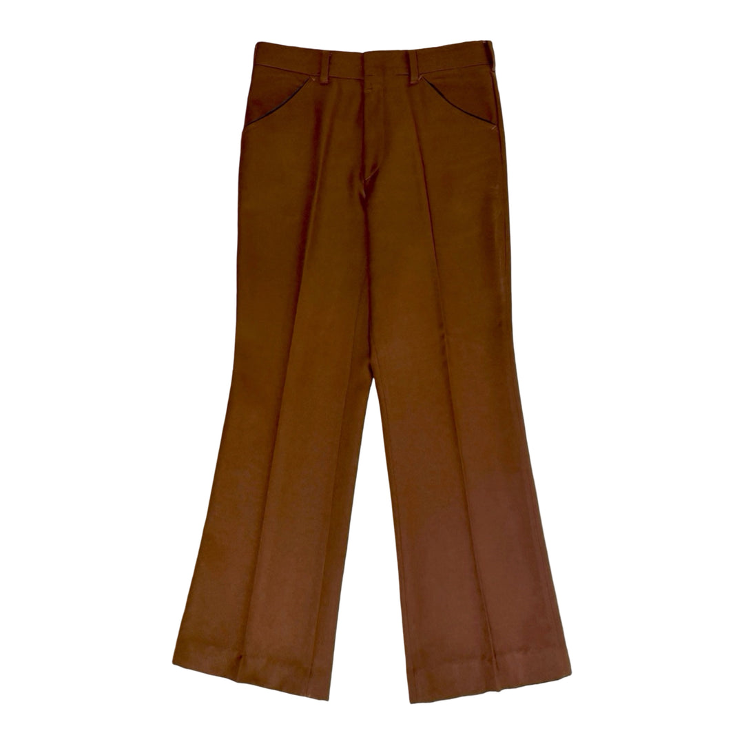 1970’S MONTGOMERY WARD MADE IN USA BROWN FLARED LEG DISCO PANTS 32 X 30
