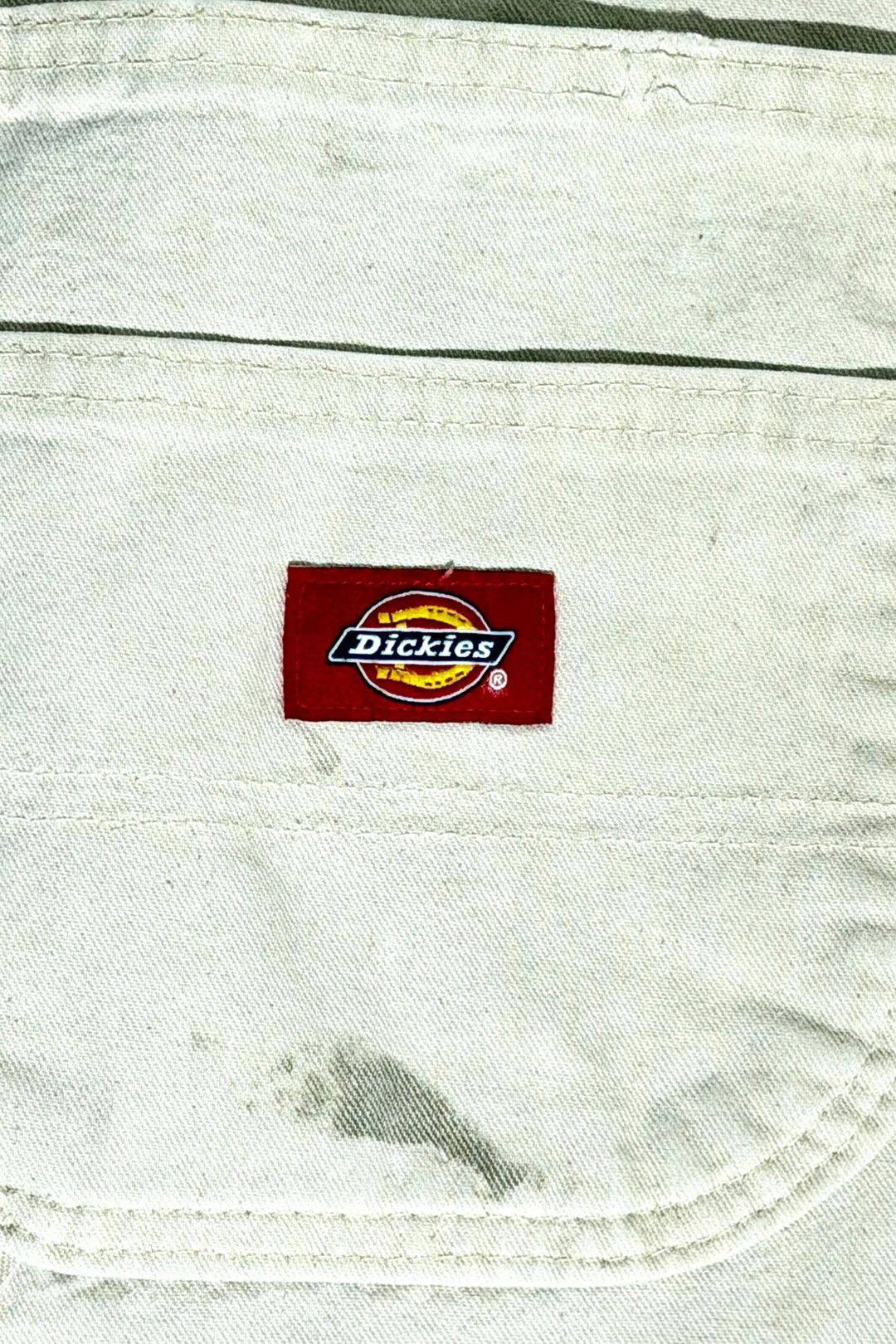 1990’S DICKIES THRASHED WHITE DOUBLE KNEE CARPENTER PAINTER PANTS 36 X 28