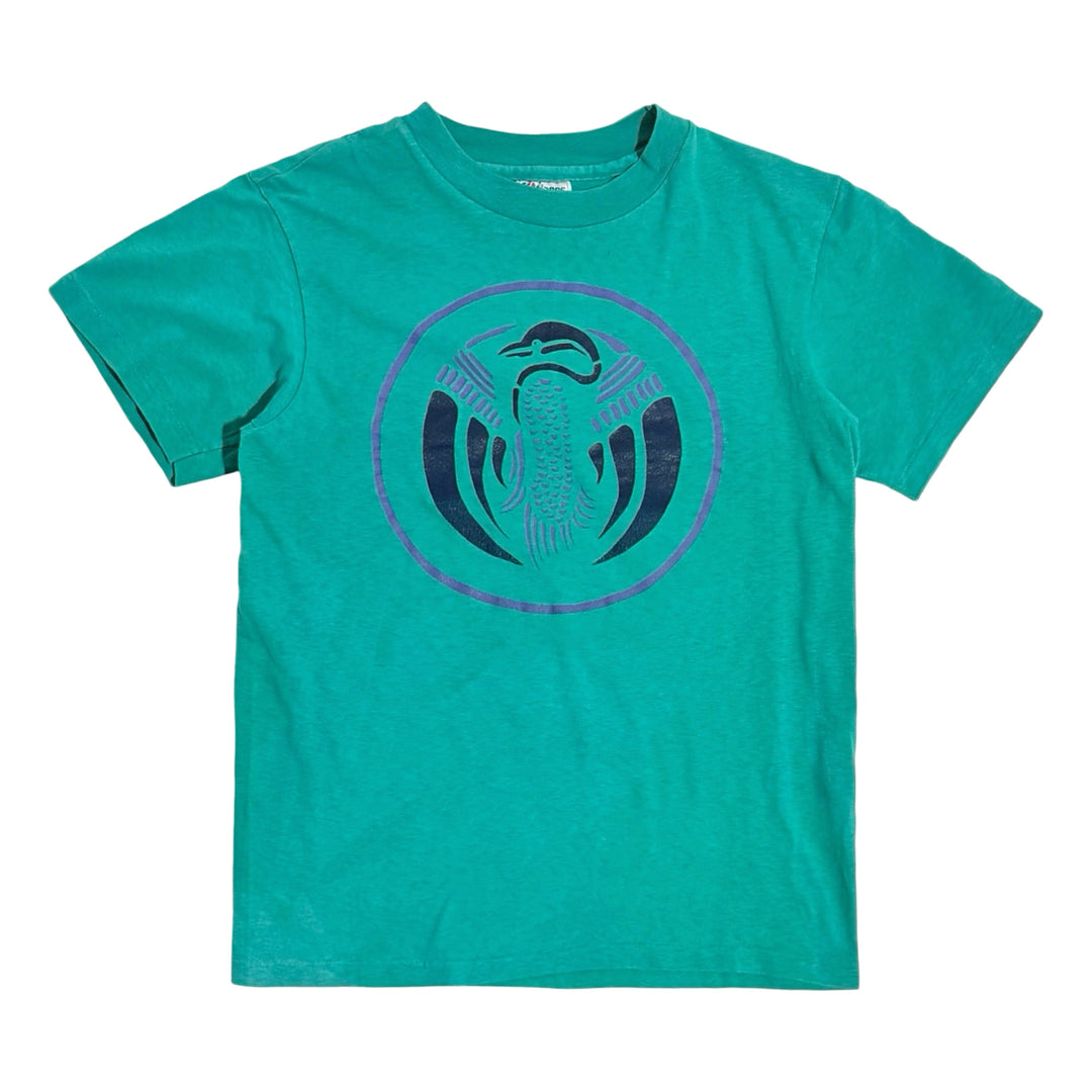 1980’S FIRST NATIONS MADE IN USA TEAL LOON DESIGN SINGLE STITCH S/S T-SHIRT SMALL