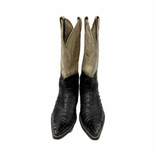 Load image into Gallery viewer, 1990’S BOSS BOOTS MADE IN MEXICO BLACK POINTED TOE OSTRICH LEATHER COWBOY BOOTS 9
