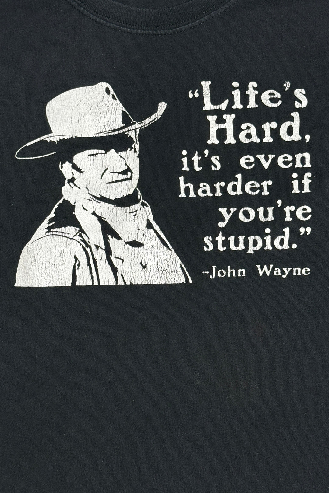 1990’S JOHN WAYNE MADE IN USA FADED BLACK S/S T-SHIRT LARGE