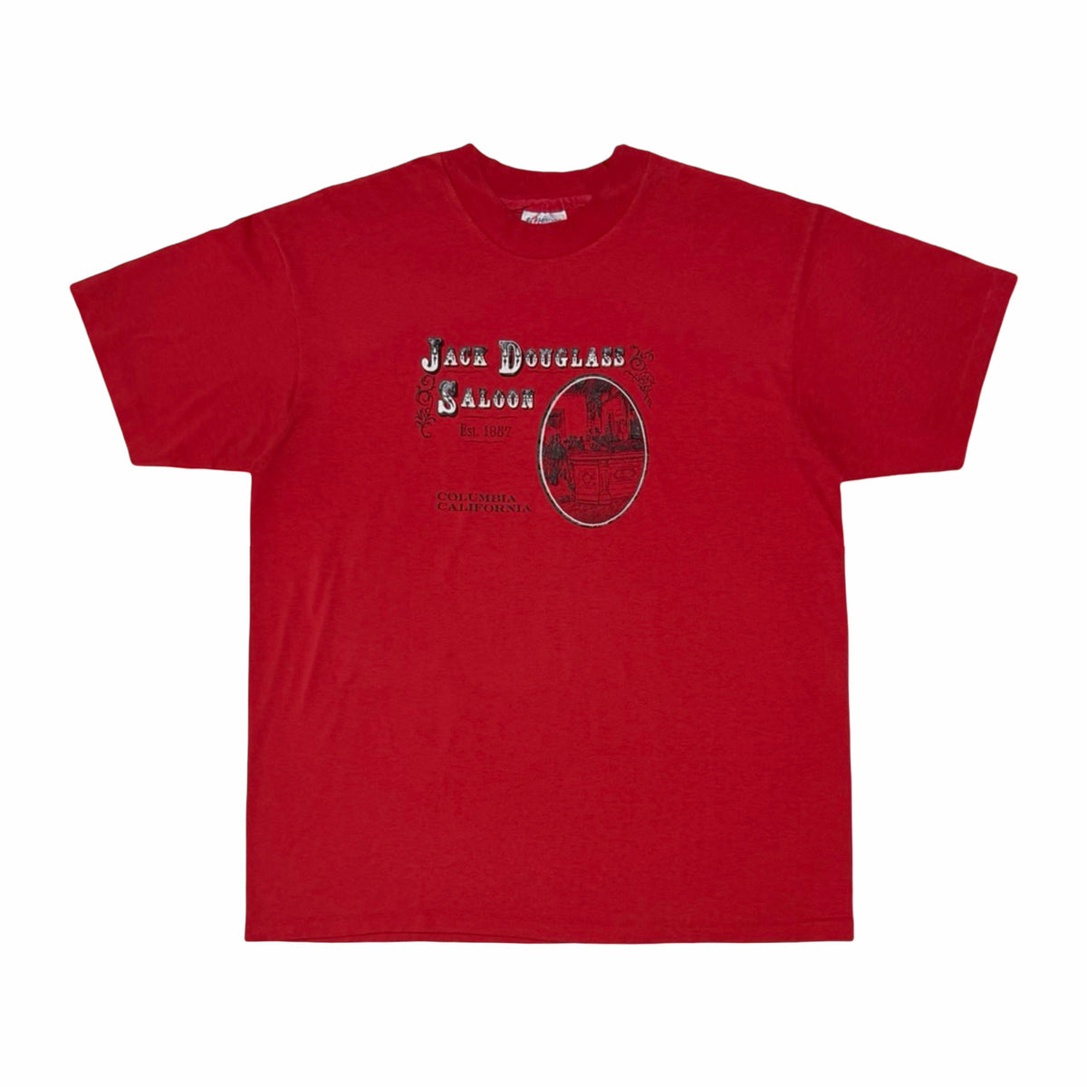 Jack Douglass Saloon Columbia California red t-shirt front