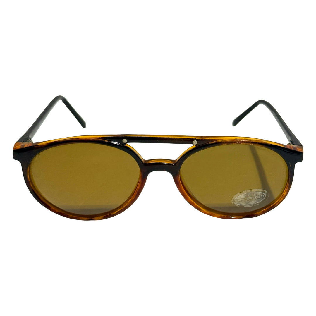 1980’S DEADSTOCK PANTO BROW BAR TORTOISE SHELL AVIATOR HAVANA LENSE SUNGLASSES