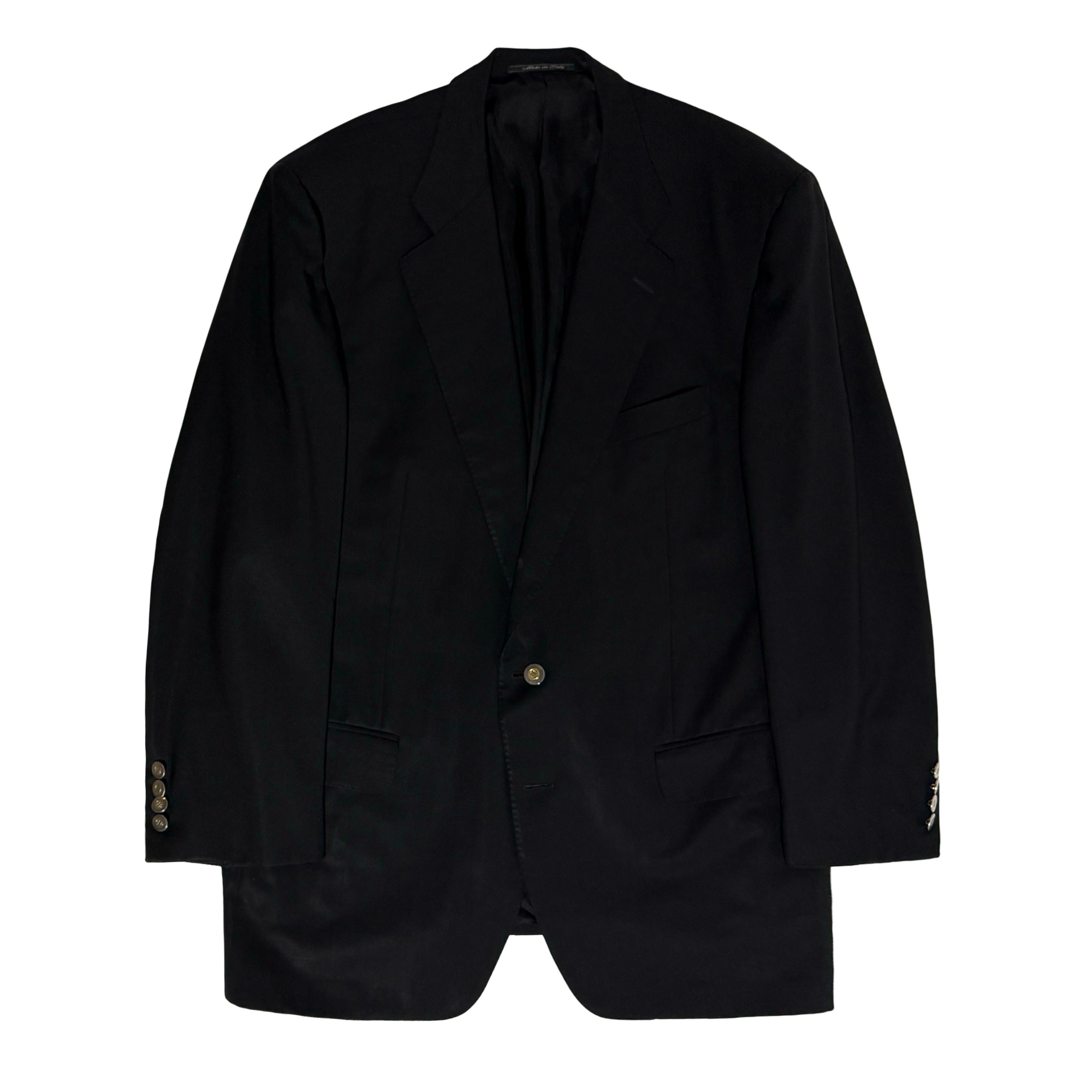 1990'S ERMENEGILDO ZEGNA MADE IN ITALY CLASSIC BLACK BLAZER SUIT