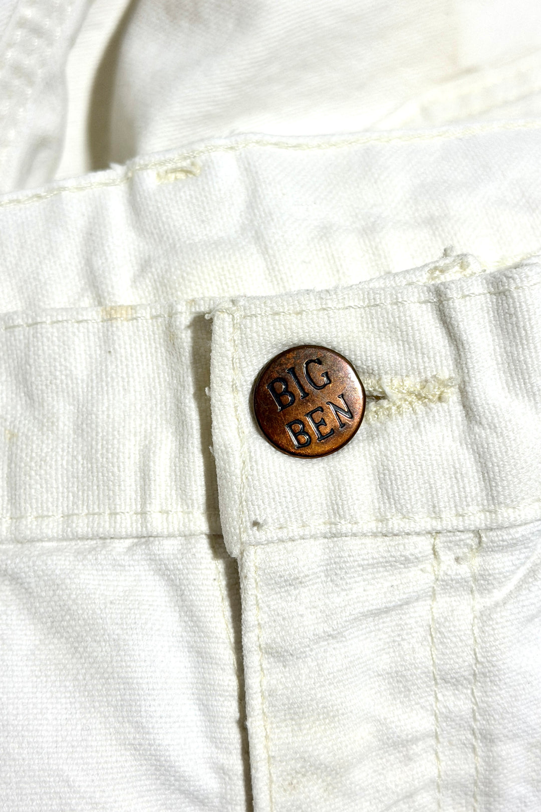 1990’S BIG BEN THRASHED WHITE DROP CLOTH PAINTER’S PANTS 30 X 36
