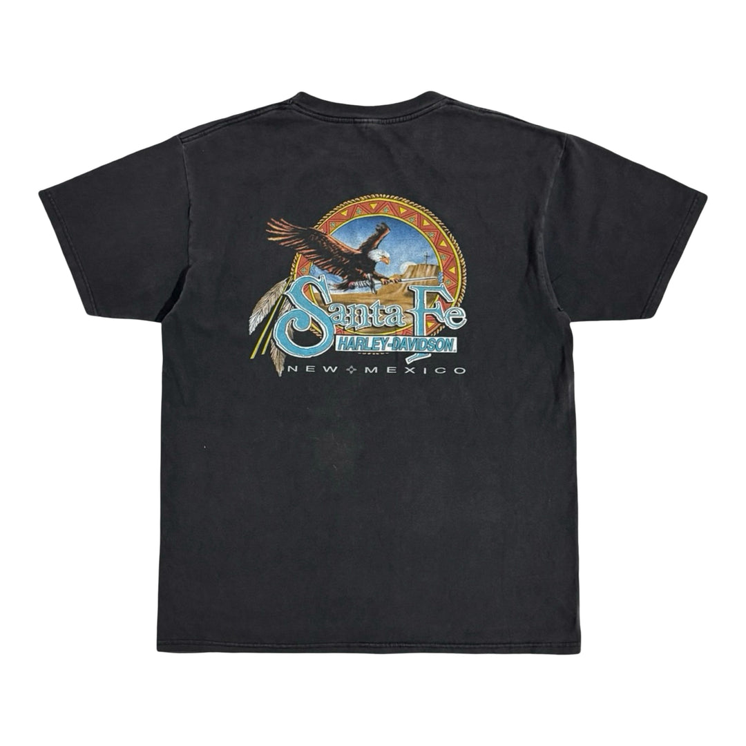 1990’S HARLEY DAVIDSON SANTA FE MADE IN USA FADED BLACK S/S T-SHIRT LARGE