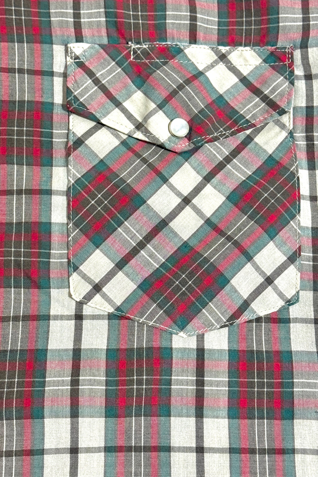 1990’S WRANGLER MADE IN USA PLAID WESTERN PEARL SNAP L/S B.D. SHIRT MEDIUM