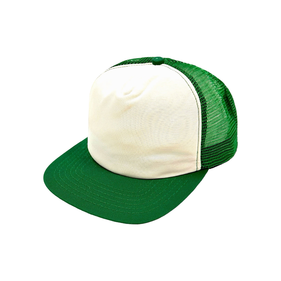 1970’S DEADSTOCK NEW ERA MADE IN USA FOAM &amp; MESH WHITE / GREEN TRUCKER HAT