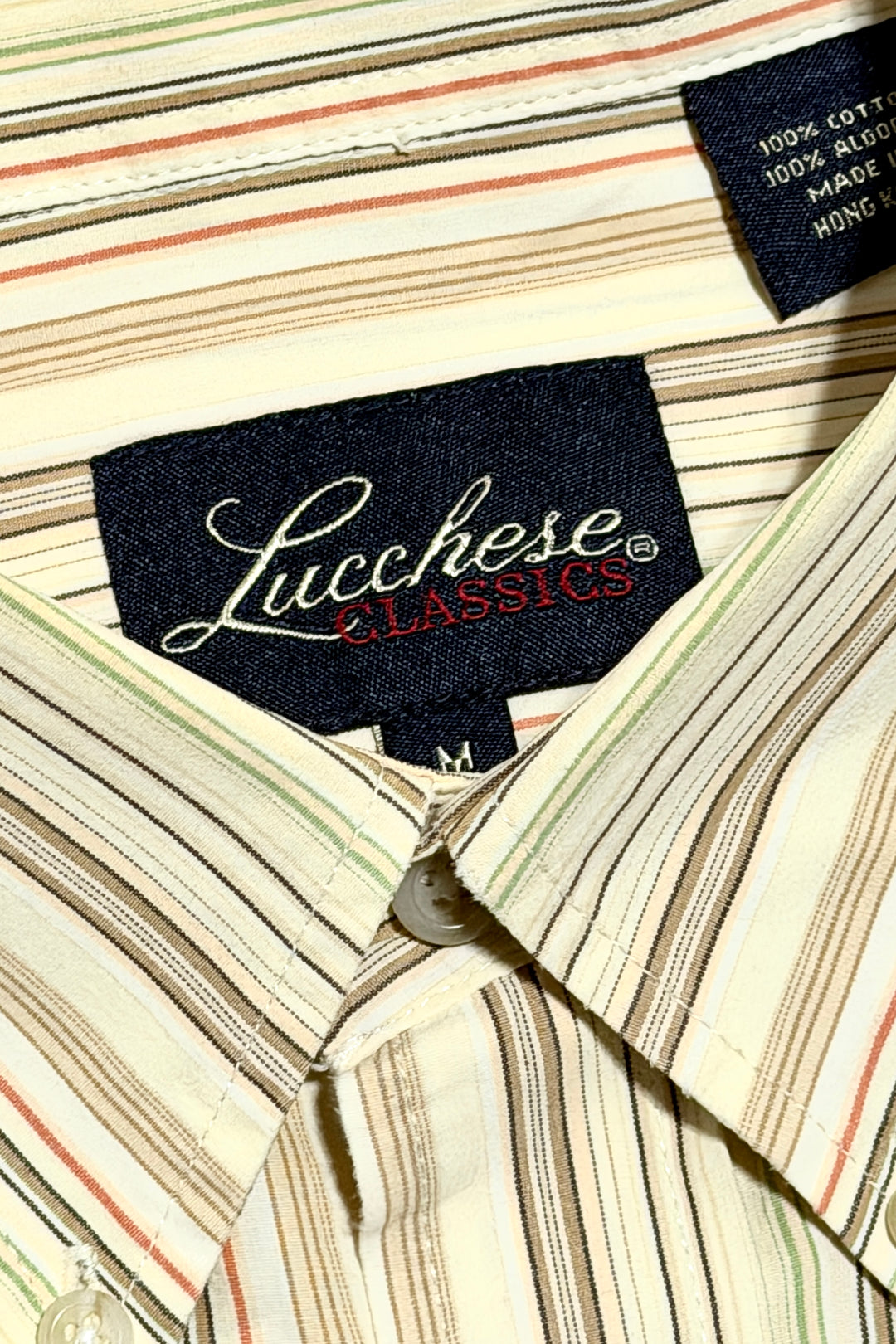 1990’S LUCCHESE CLASSICS STRIPED WESTERN SNAP L/S B.D. SHIRT LARGE