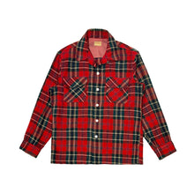 Load image into Gallery viewer, 1950’S MCGREGOR MADE IN USA CROPPED WOOL PLAID FLANNEL LOOP COLLAR L/S B.D. SHIRT MEDIUM
