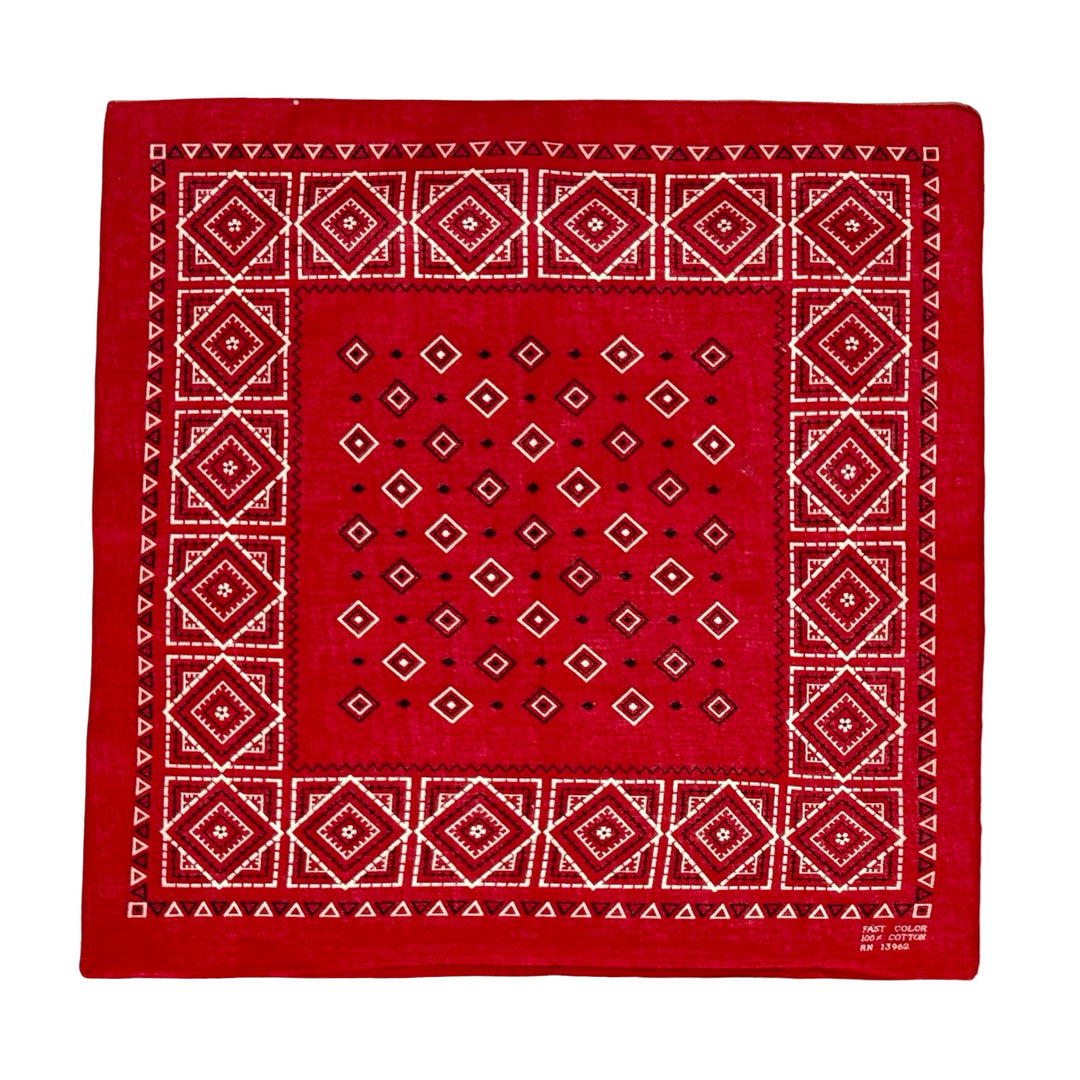 1960’S SHALOM & CO MADE IN USA RED COLORFAST SELVEDGE BANDANA