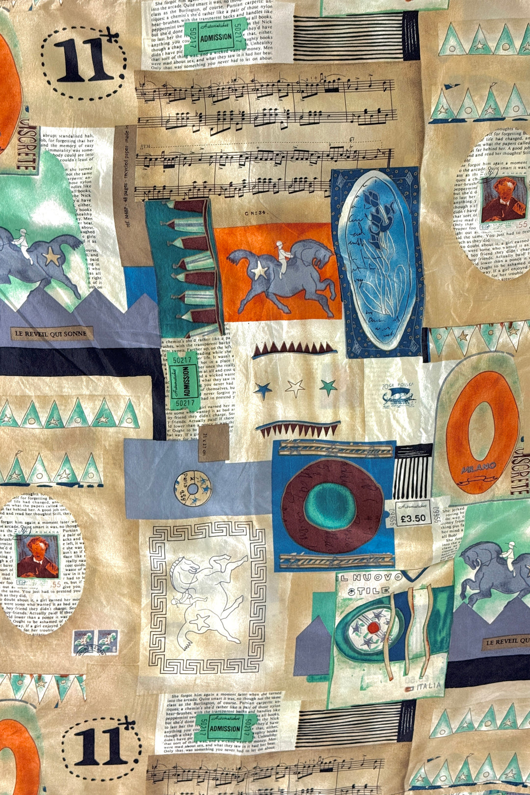 1980’S BURMA BIMAS 100% SILK ITALIA PRINTED CAMP COLLAR S/S B.D. SHIRT X-LARGE