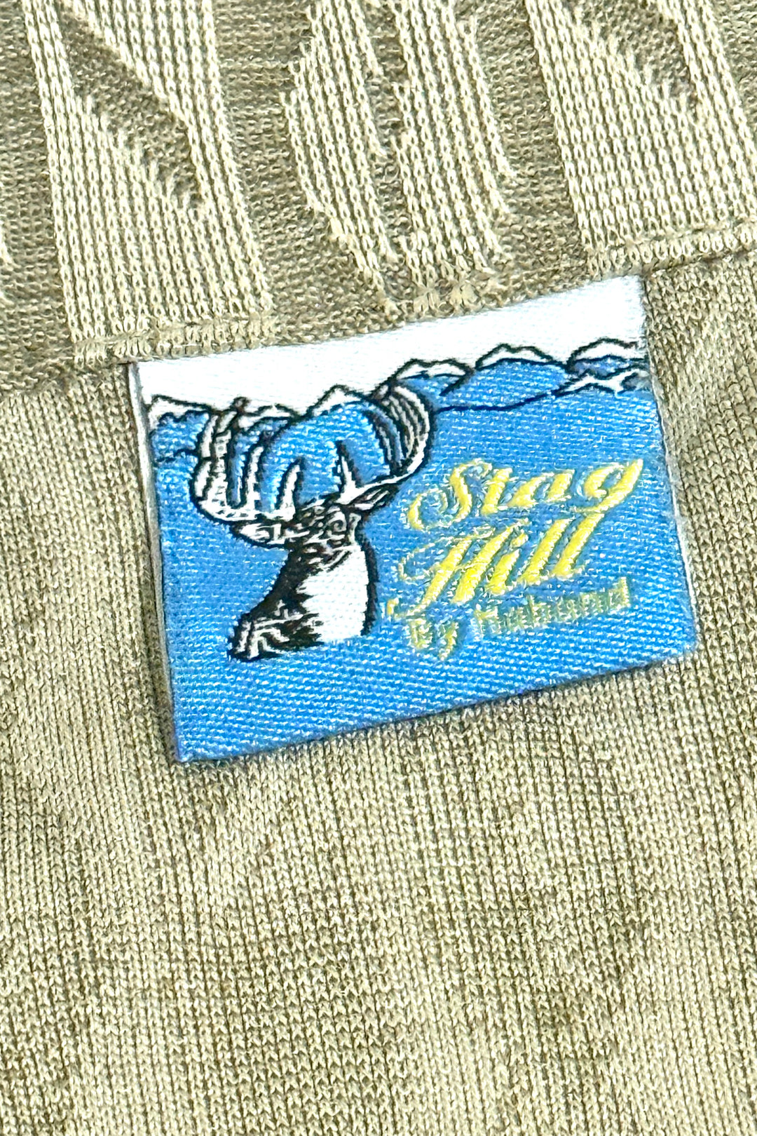 1980’S STAG HILL MADE IN USA CROPPED KNIT STRIPED L/S B.D. POLO SHIRT LARGE