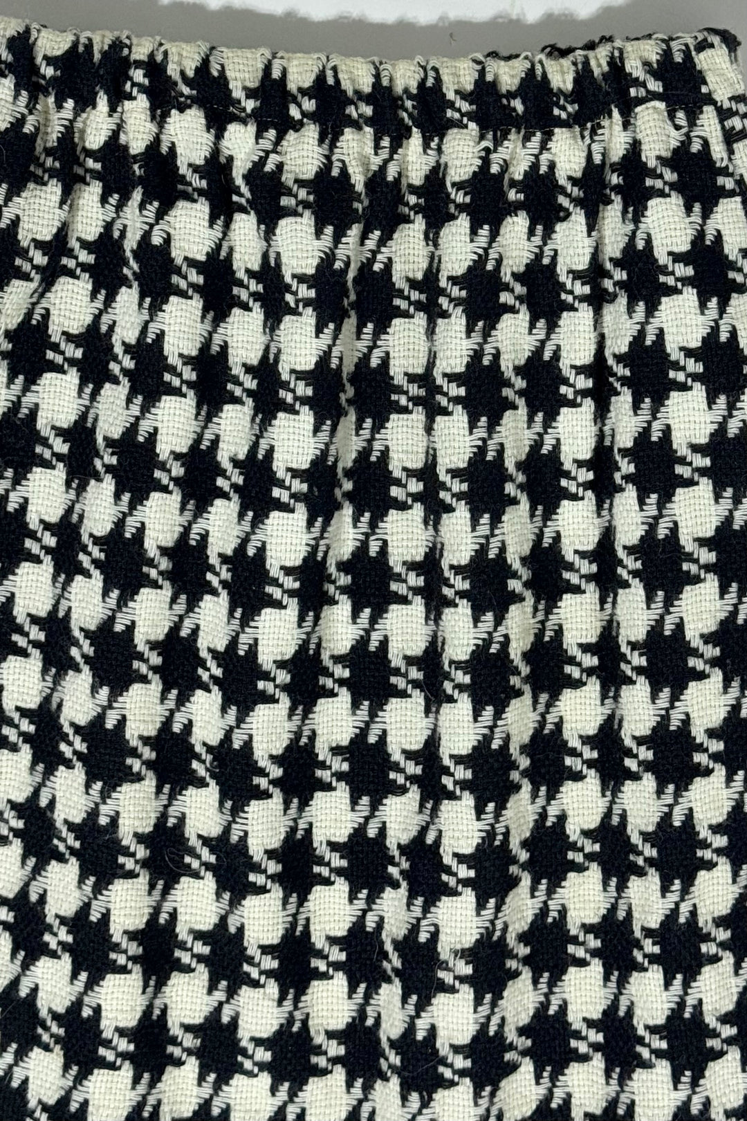1960S MOD MADE IN USA BLACK &amp; WHITE WOOL HOUNDSTOOTH TUNIC &amp; SKIRT TWO-PIECE SET WOMEN’S SMALL/MEDIUM