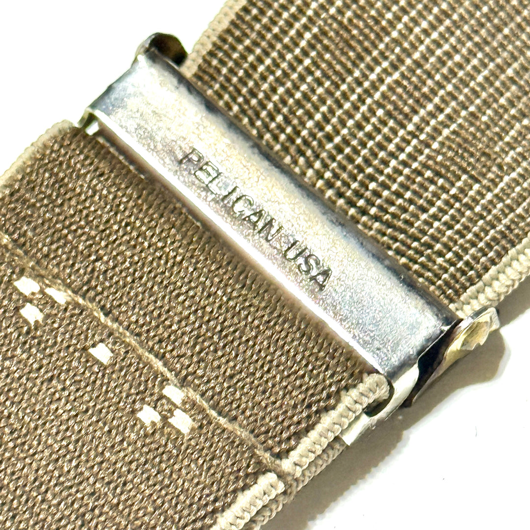 1970’S PELICAN MADE IN USA EMBROIDERED BRASS CLOSURE BRACES
