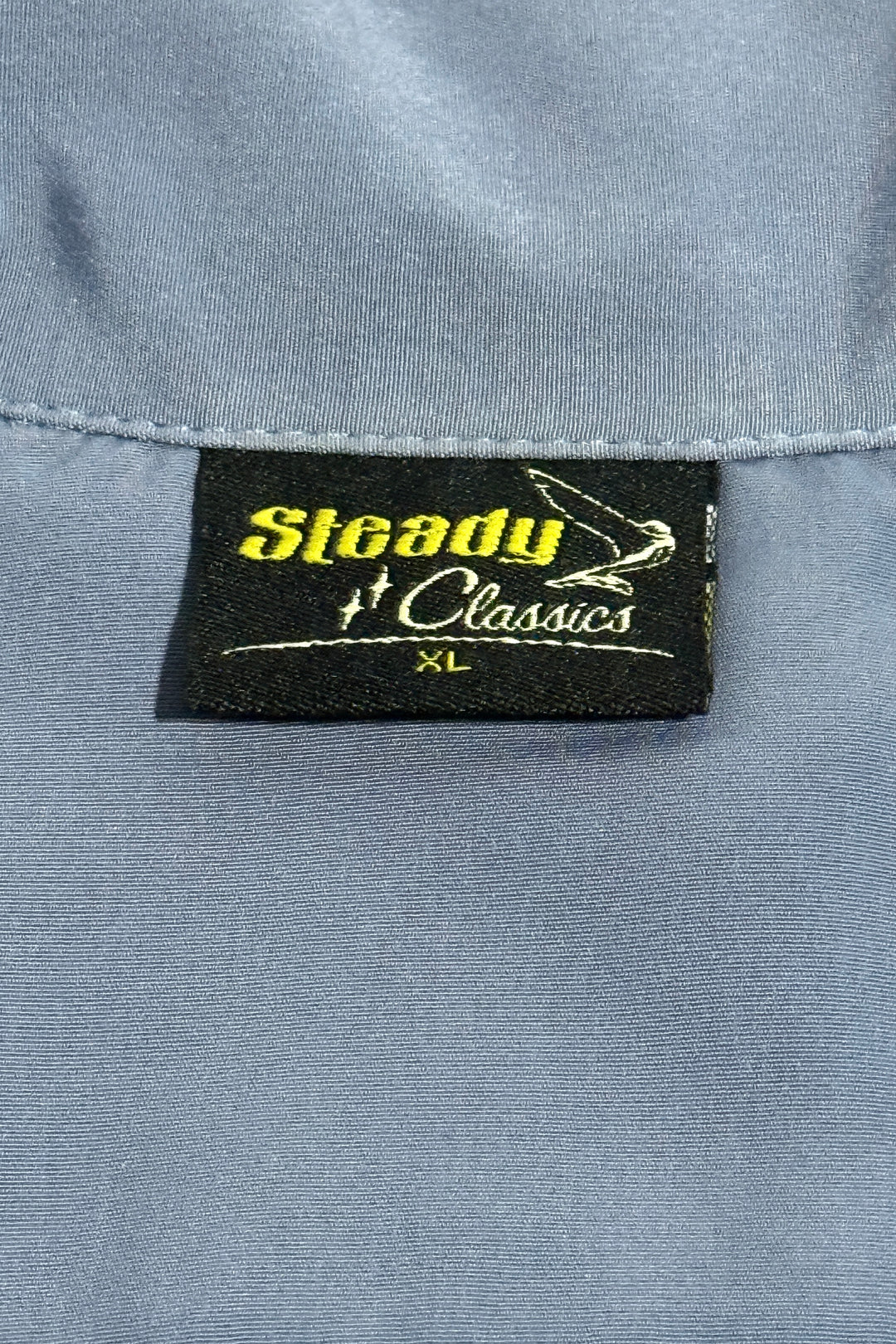 1990’S STEADY CLASSICS MADE IN USA EMBROIDERED CAMP COLLAR S/S B.D. SHIRT X-LARGE