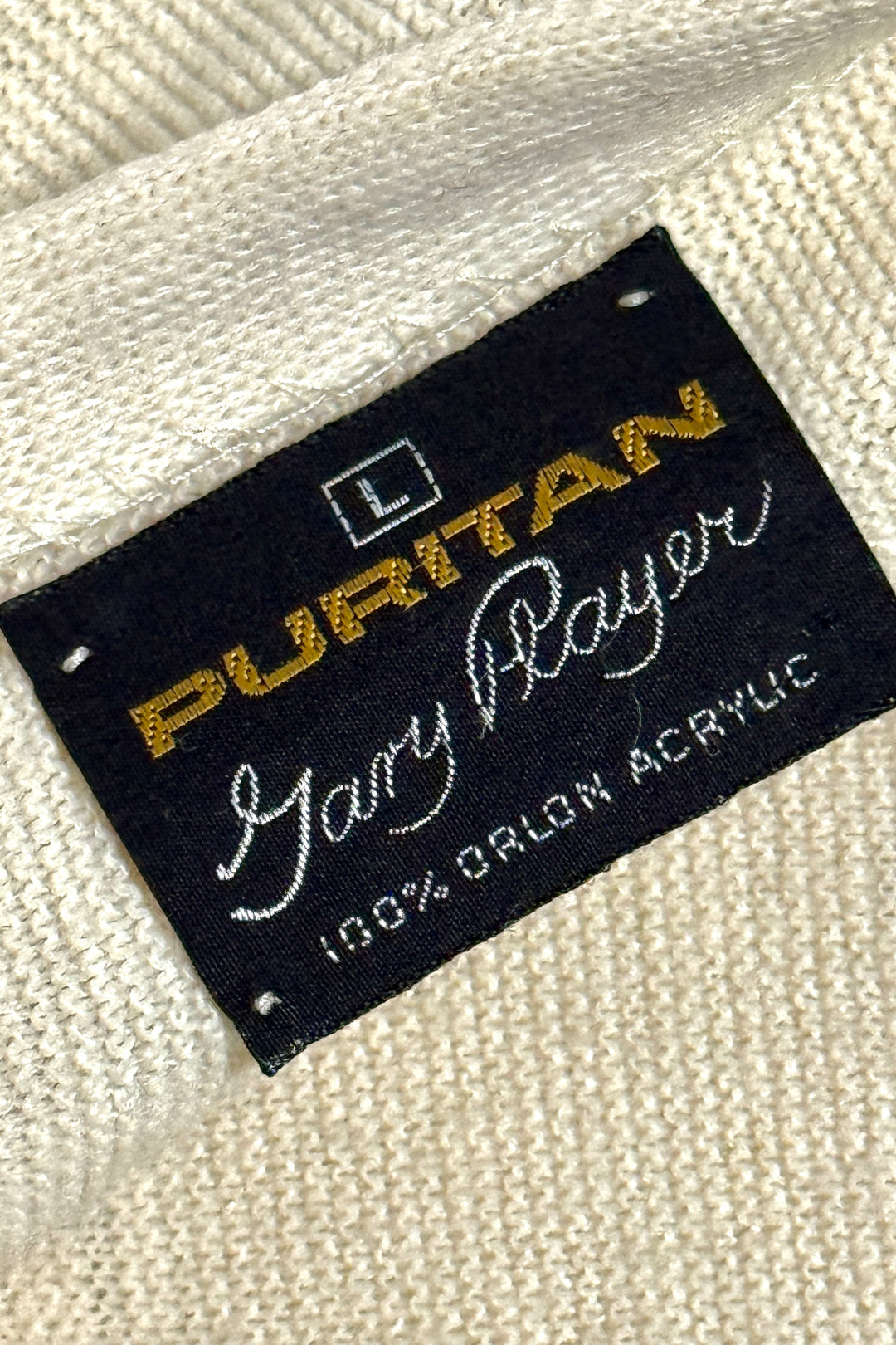 1960’S PURITAN GARY PLAYER MADE IN USA CROPPED KNIT CARDIGAN SWEATER LARGE