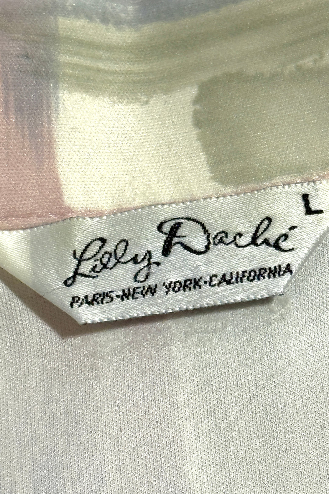 1970’S LILLY DACHÉ MADE IN USA PASTEL BRUSH STROKE PRINTED S/S POLO B.D. SHIRT LARGE