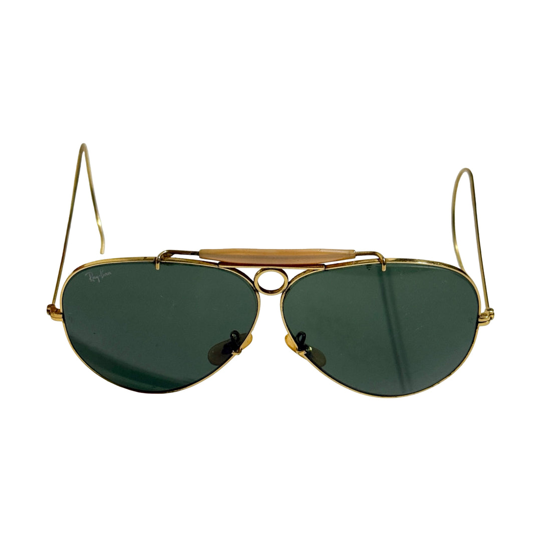 1970’S B&L RAY-BAN MADE IN USA GOLD FRAME SHOOTER AVIATOR SUNGLASSES