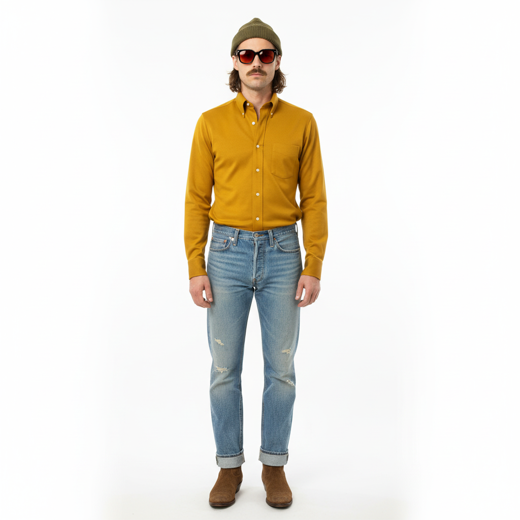 1960’S PENNEY’S MADE IN USA GOLDEN KNIT L/S B.D. SHIRT SMALL