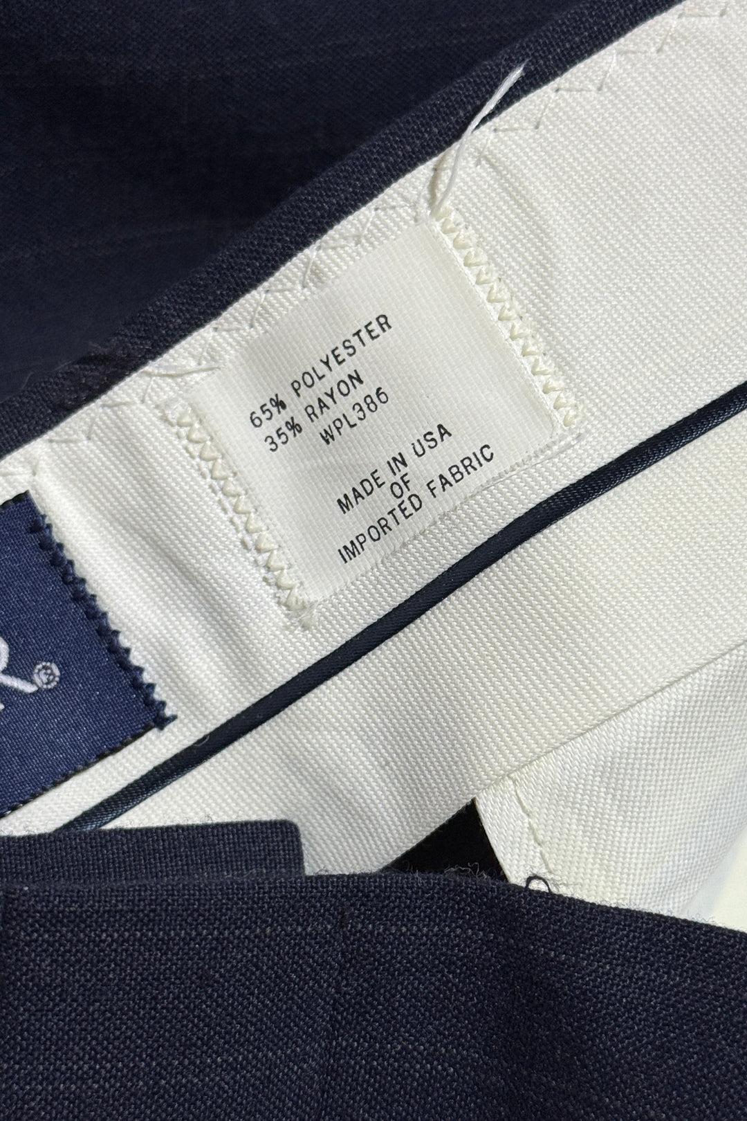 1980’S DEADSTOCK HAGGAR MADE IN USA UNHEMMED PIN STRIPE NAVY SUIT PANTS 34