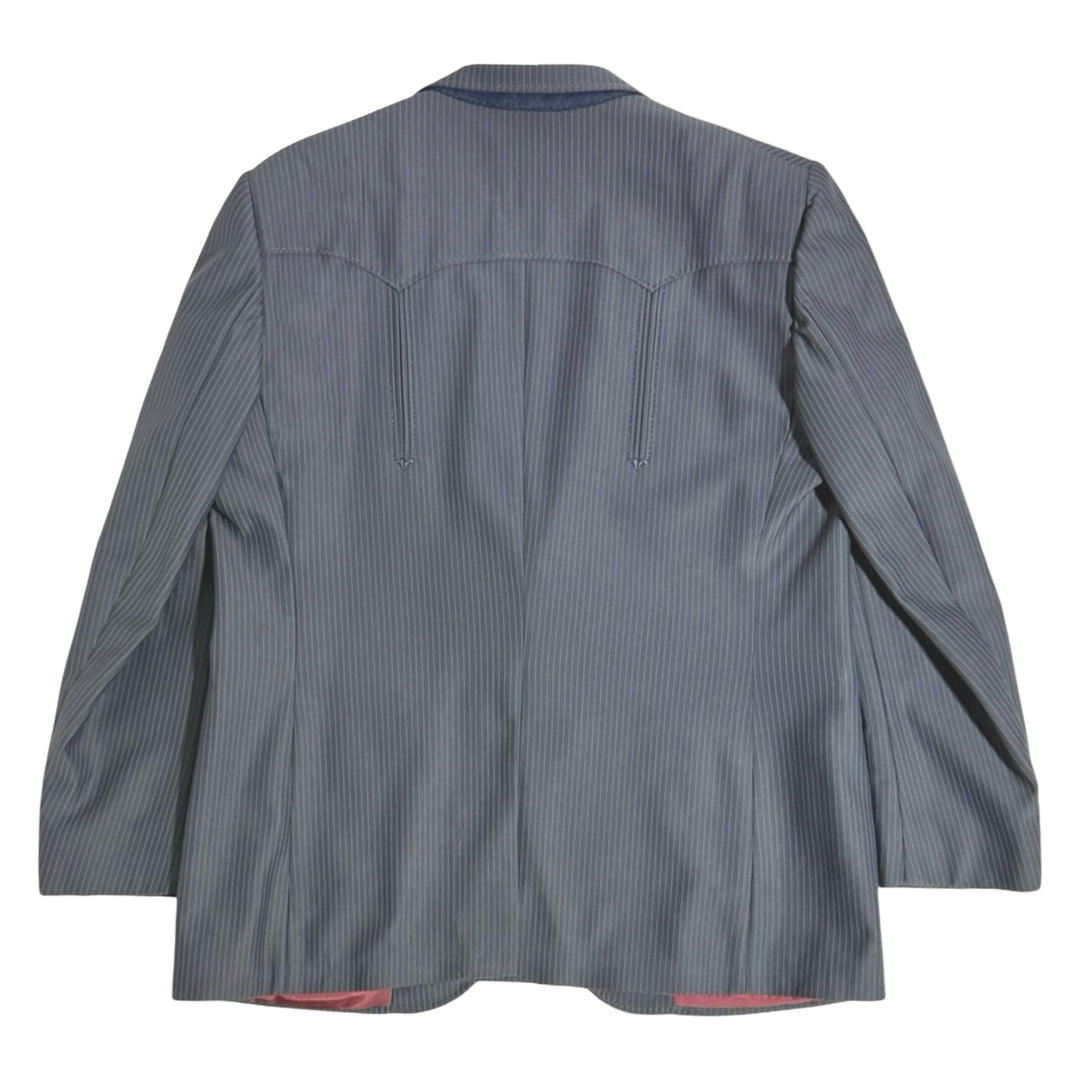 1970’S LASSO WESTERNWEAR MADE IM USA “LAS VEGAS” PINSTRIPE GRAY WESTERN SUIT JACKET BLAZER 44R