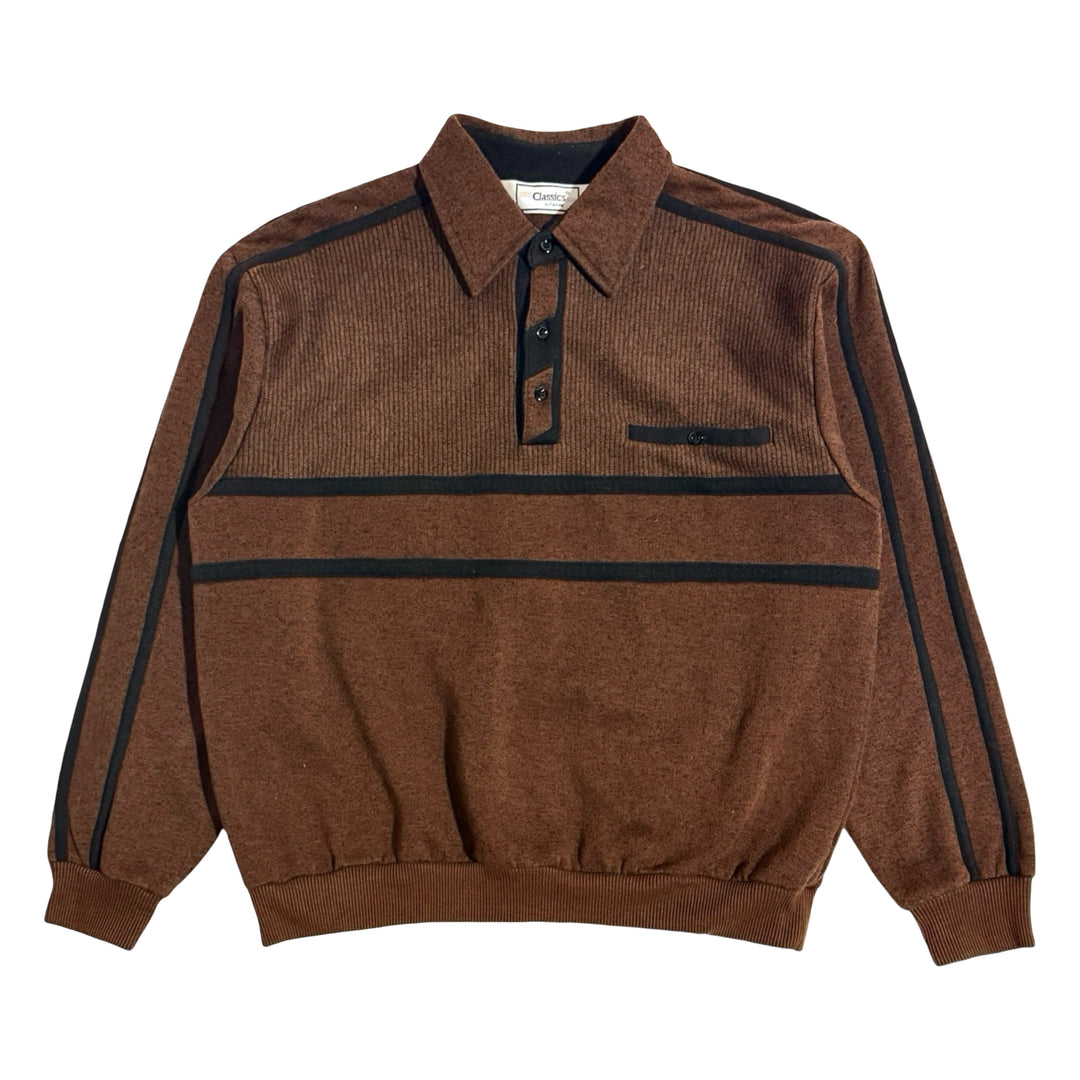 1970’S CLASSICS MADE IN USA CROPPED FLEECE L/S B.D. POLO SHIRT LARGE