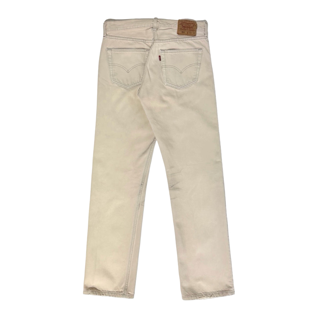 1990’S LEVI’S 501 MADE IN USA OFF WHITE STRAIGHT LEG DENIM JEANS 32 X 30