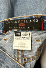 Load image into Gallery viewer, 1990’S GUESS JEANS MADE IN USA SKINNY FIT MEDIUM WASH DENIM JEANS 27 X 29
