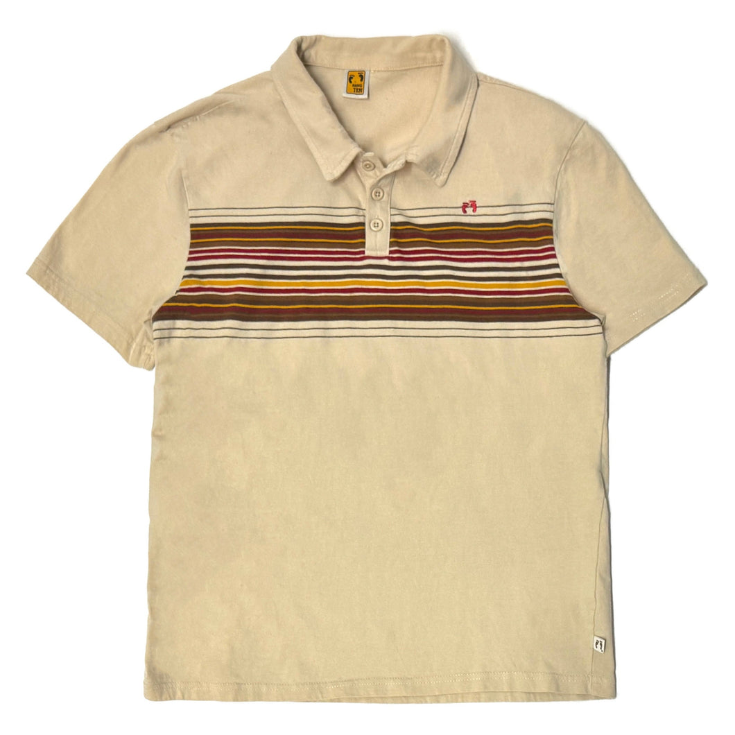 1980’S HANG TEN MADE IN USA STRIPED KNIT S/S B.D. POLO SHIRT SMALL
