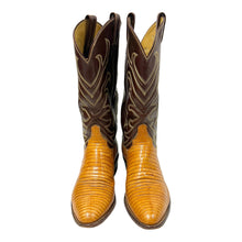 Load image into Gallery viewer, 1980’S TONY LAMA MADE IN USA LIZARD LEATHER BROWN COWBOY BOOTS 9
