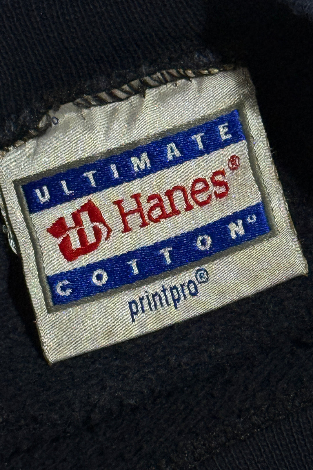 1990’S THE RACER’S GROUP MADE IN USA THRASHED & FADED BLACK CREWNECK FLEECE SWEATER X-LARGE