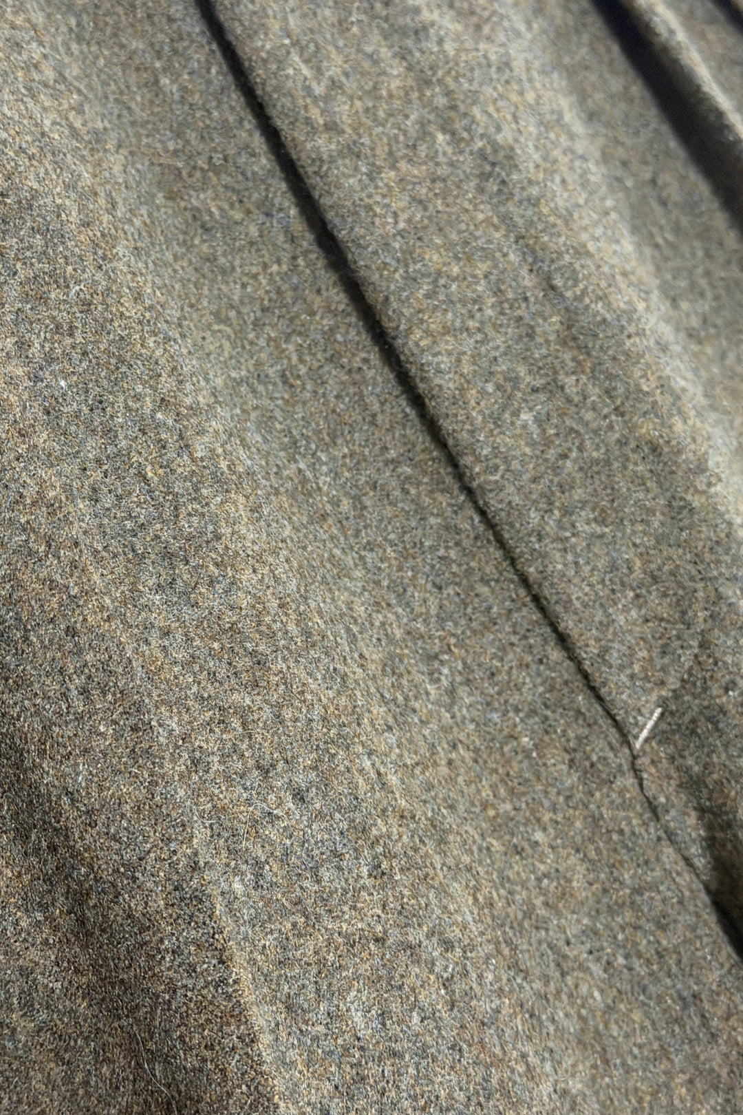 1970’S YVES SAINT LAURENT MADE IN FRANCE WORSTED MARLED BROWN WOOL HIGH WAISTED PLEATED WIDE LEG TROUSER PANTS 32 X 32