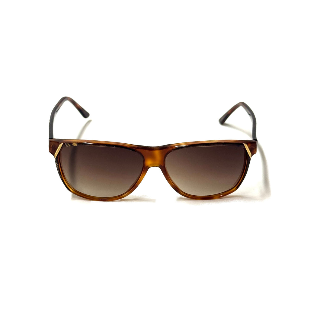 1980’S ANNE KLEIN MADE IN ITALY GOLD ACCENT TORTOISE SHELL CUSTOM GRADIENT SMOKE LENS SUNGLASSES